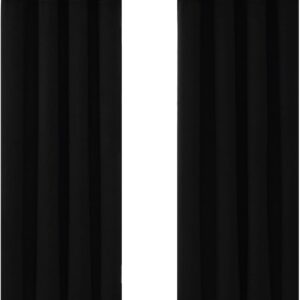 Blackout Curtains Bedroom Super Soft Thermal Insulated Eyelet Blackout Curtains for Living Room 46 x 54 Inch Black 2 Panels