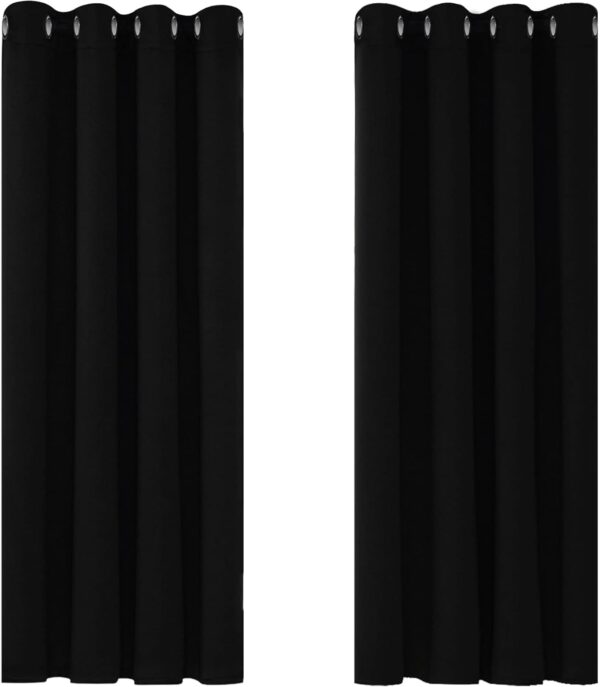 Blackout Curtains Bedroom Super Soft Thermal Insulated Eyelet Blackout Curtains for Living Room 46 x 54 Inch Black 2 Panels