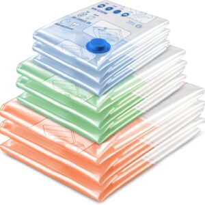 Space Saver Bags for Travel and Home Reusable Vacuum Storage Bags Save 80% More Storage Space Work with Vacuum Cleaner (9 Combo, No Pump Included)