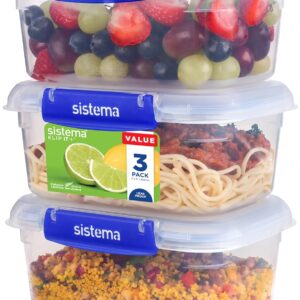 Leakproof Food Storage Containers | 1 L | AirtightStackable & Nestable Meal Prep Containers with Lids | School Lunch Boxes | 3 Count